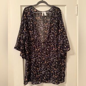 Sanctuary Floral Print Swim Coverup - Black and Multicolor